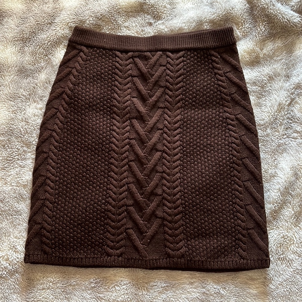 Babaton Brown Wool Skirt